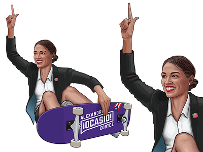 Frontside AOC Graphic adobe illustrator alexandria ocasio cortez aoc skateboard aoc skateboard skateboarding sticker