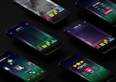 Gaming UI Design - Color Tiles colour palette colourful concept art game concept gaming gaming app graphic design mobile game mobile games mobile ui mobile ui design tetris ui design