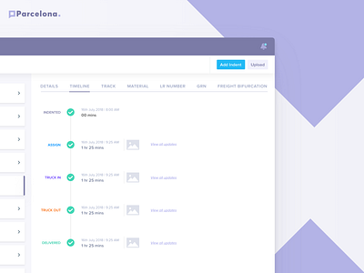 Logictics App - Timeline / Status tracker app design freight logistics product saas services shipping timeline ui ux web