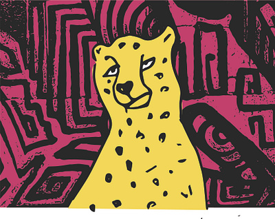 cheetah colorful drawing drawing ink illustration illustrator illustrator art minimalist pink vector yellow