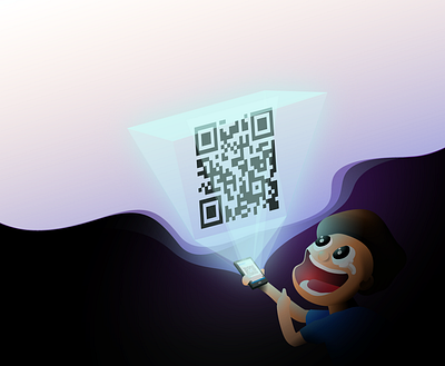 Holographic QR Code design flat illustration minimal qr code vector