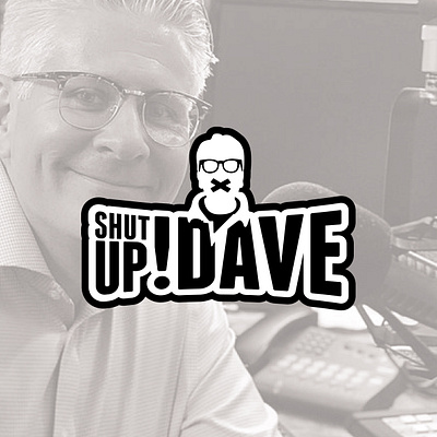 SHUT UP DAVE Podcast - Logo Design branding design glasses icon illustration logo podcast radio sports typography vector