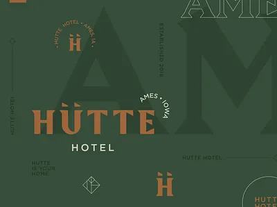 Hutte Hotel branding design flat icon identity illustration illustrator logo typography vector