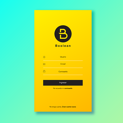 Login Boolean adobe xd app app design black clean dnm.design invision iphone x login minimal mobile morrongiello user yellow