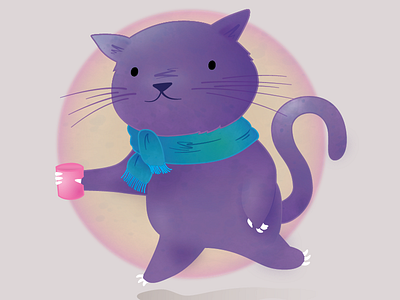 Scarf Cat autumn cat fun illustration pastel pet