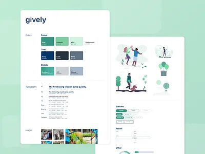 Gively Style Guide civic colorful design gradient green interface interface design ios mobile mobile app mobile app design modern ui ux volunteer