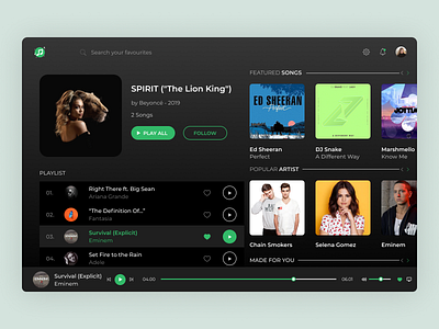 Web music player dark app dark theme design gradiant music app music player ui ui ux uidesign user interface ux ui web app web music