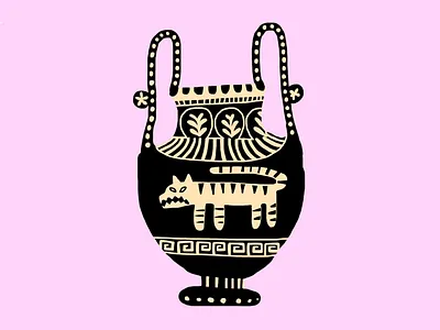 Tiger vessel drawing painting tiger vase vessel