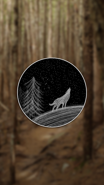 The Great Hunter animal badge logo stars wolf