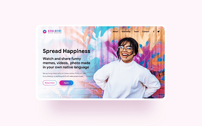 Viralmeme Landing Page branding design studio hapiness happy happy hour landing page meme memes minimal photography ui ui design ux viral website design