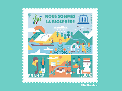 UNESCO STAMP branding design digital drawing earth ecology france green illustration stamp unesco vector world