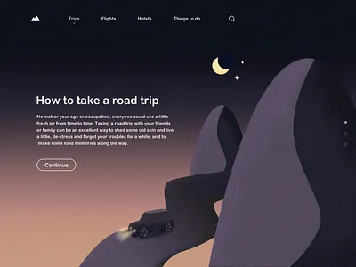 Road Trip Style1 car night road trip travel trips ui web design