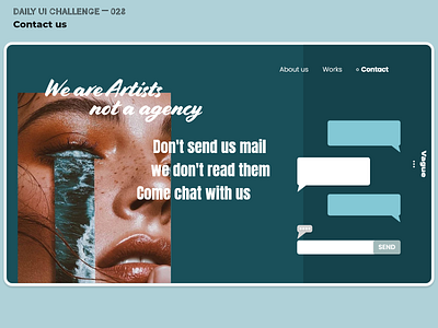 Daily UI Challenge 028 — Contact US artist clean contact page contact us daily 100 challenge daily ui daily ui 028 dailyui madewithadobexd message minimal picture uidesign webdesign