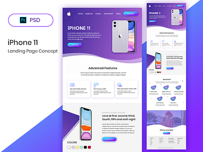 iPhone 11- Landing Page Concept iphone 11 landing page psd web banner web landing page website