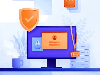 Secure Environment Illustration brush computer design desk documents environment grain illustration office phone plant secure security vector workspace workstation