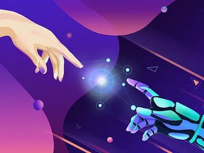 b957a361993795 5a8161a6b4da4 2d 2d art 2d design abstract ai art artificialintelligence bright colorful design hand hitech illustration illustrator lines machine machine learning robot technology waves