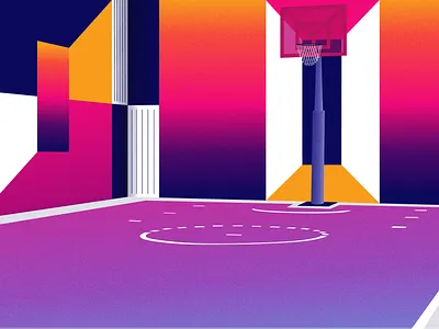 Dribbble playfield 3d abstract art basketball clean design gradient grain illustration minimal vector