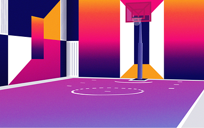 Dribbble playfield 3d abstract art basketball clean design gradient grain illustration minimal vector
