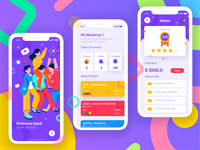 Team Project Management Apps app app design character character design design flat design flat illustration funny header illustration management management app purple teamwork ui uiux ux uxdesign vector website