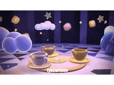 Magic Teacup Ride 3d amusement park candy carnival cartoon circus coffee dessert entertainment fairytale gif land macaron toy