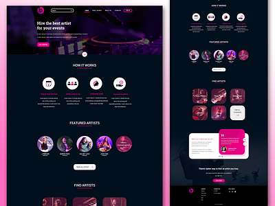 Hire Music Artist Website artist contact contest contract design events genre hire hire me illustration music organization organizer typography ui ux vector web design website zignuts