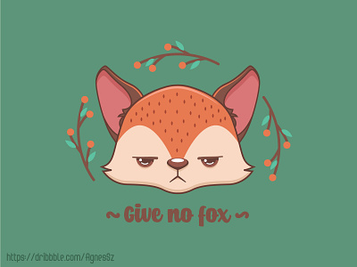 Give no fox pun design animal art cartoon character cool cute design flower fox fun funny illustration kawaii pun sly vector