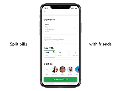 Split bills – Careem NOW basket bills card careem cash checkbox checkout checkout form deliveroo delivery delivery address friends pay split split bill uber