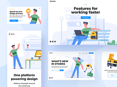 Stories Illustrations ai figma illustration sketch ui ui kit web design