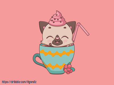 Delicious Catpuccino design animal art cappuccino cartoon cat catpuccino character coffee cream cute design happy kawaii kitten kitty pun