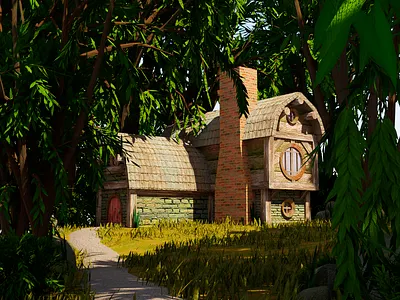 Gnome's Home adobe adobe photoshop art artist b3d blender blender 3d blender3d blender3dart modeling photoshop