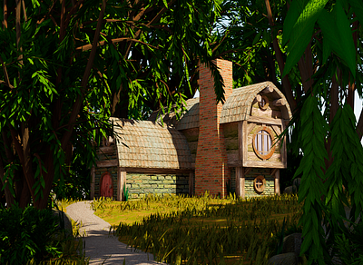 Gnome's Home adobe adobe photoshop art artist b3d blender blender 3d blender3d blender3dart modeling photoshop