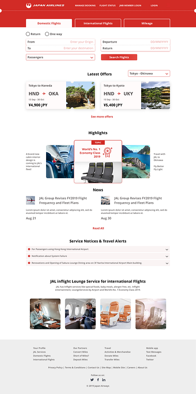 Daily UI #003 - Landing Page japan airlines japan airlines ui design