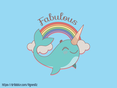 Fabulous sea unicorn design animal art cartoon cute design fabulous funny happiness happy kawaii marine narwhal rainbow sea sea unicorn sealife