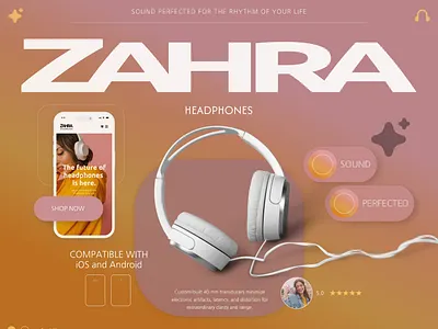 ZAHRA Headphones branding design heaphones music product ui