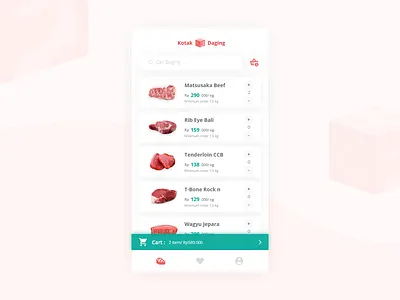 Mobile Explorations - Kotak Daging app cart design ecommerce experience interaction interface mobile user