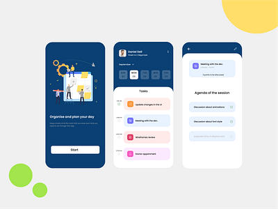 Daily Organiser application design application ui figma illustration interaction design task management task manager to do to do app to do list ui uiux ux