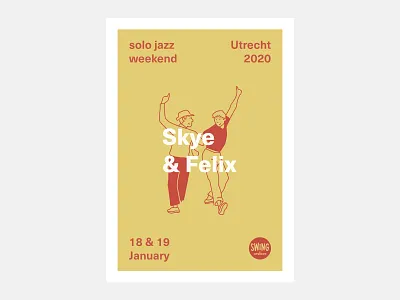 Solo Jazz weekend Utrecht dancing illustration orange typography vintage yellow