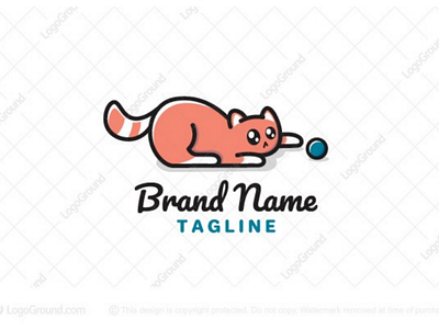 Playful kitty logo (sold) ball branding care cat cute kitty logo logos pet playful playing sale