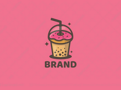 Donut & bubble tea logo for sale baker bakery boba branding bubble bubbles cafe coffee donut doughnut drink glaze logo logos pastry sweet tea