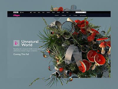 Unnatural World | Magic Mushrooms c4dr20 ui cinema4d clean interaction interactive minimal octane uidesign uidesigner ux web web design webgl website