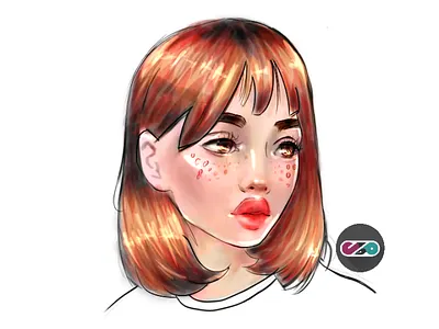 Portrait Drawing colored drawing glowing rough sketch