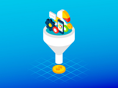 Sales Funnel Isometric analytics background banner business filter finance funnel illustration internet isometric isometry lead leads sales sales funnel seo social media socialmedia statistics vector