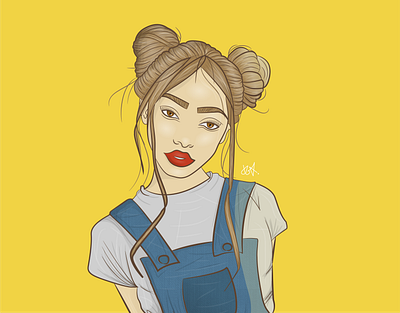 The Girl with Hair Buns | Illustration illustration