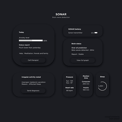 Brain wave detection - Sonar App Design app design icon illustrator minimal type typography ui ux website