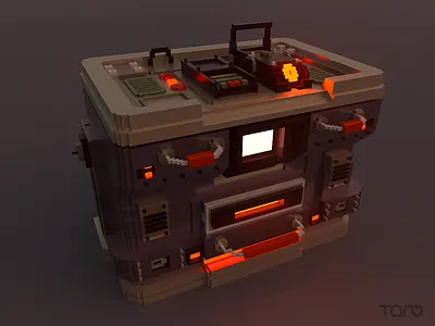Voxel machine 3d 8bits box cube experiment illustrator light low poly machine magicavoxel metalic minecraft neon night pixel render voxel