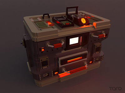 Voxel machine 3d 8bits box cube experiment illustrator light low poly machine magicavoxel metalic minecraft neon night pixel render voxel