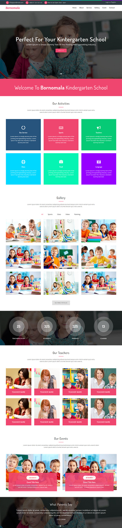 Bornomala - Kindergarten & School WordPress Theme onepage wordpress theme wordpress theme