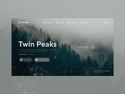 TV App UI Concept app design tv tv app tvshow twinpeaks ui uidesign uiux ux