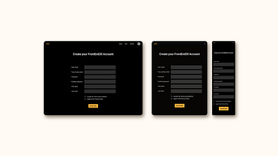 Create an account page for FrontEnd30 website / UI design account page create account page dark theme ui ui design web design