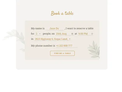 Reservation Form form restaurants uiux webdesign